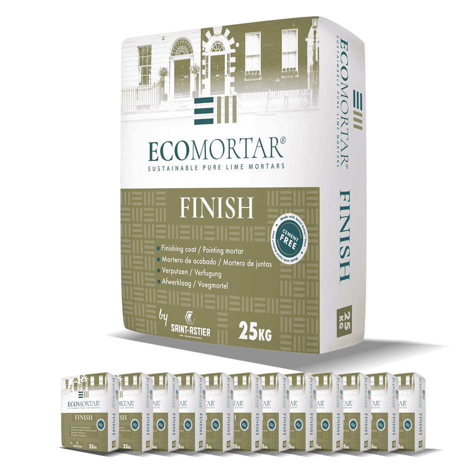 Box of Ecomortar Finish with multiple boxes stacked below on a transparent background