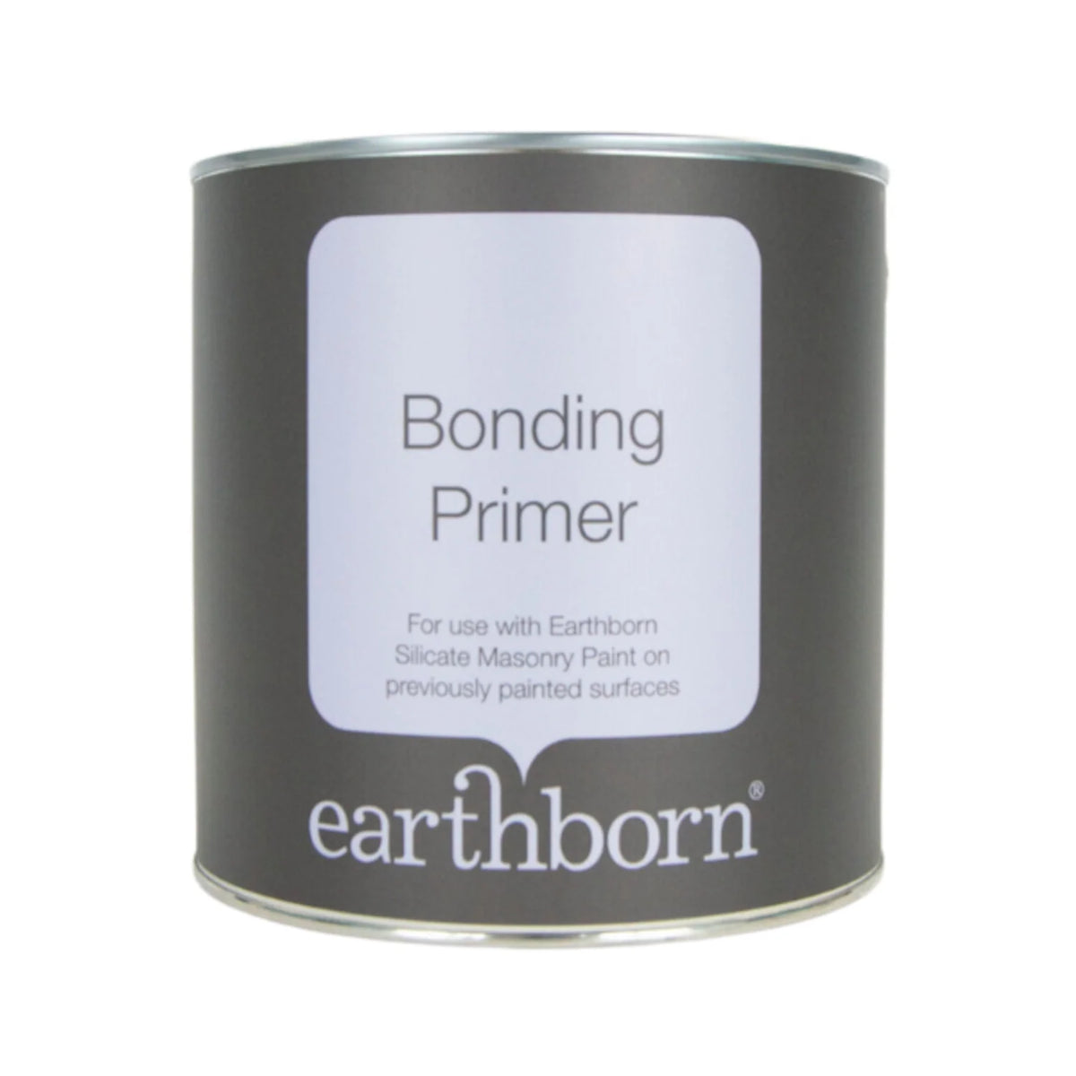 Can of earthborn bonding primer on a white background