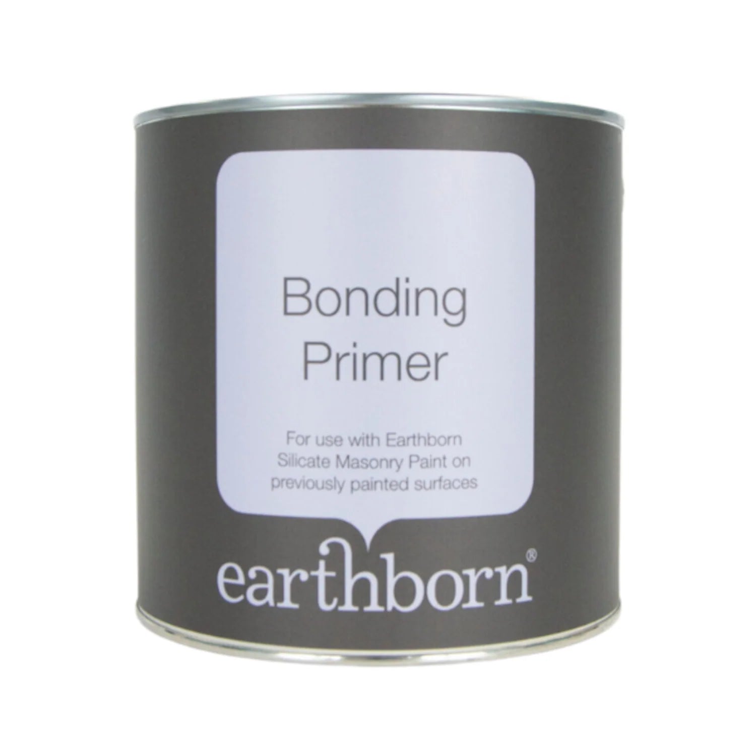Can of earthborn bonding primer on a white background