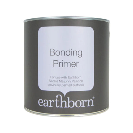 Can of earthborn bonding primer on a white background