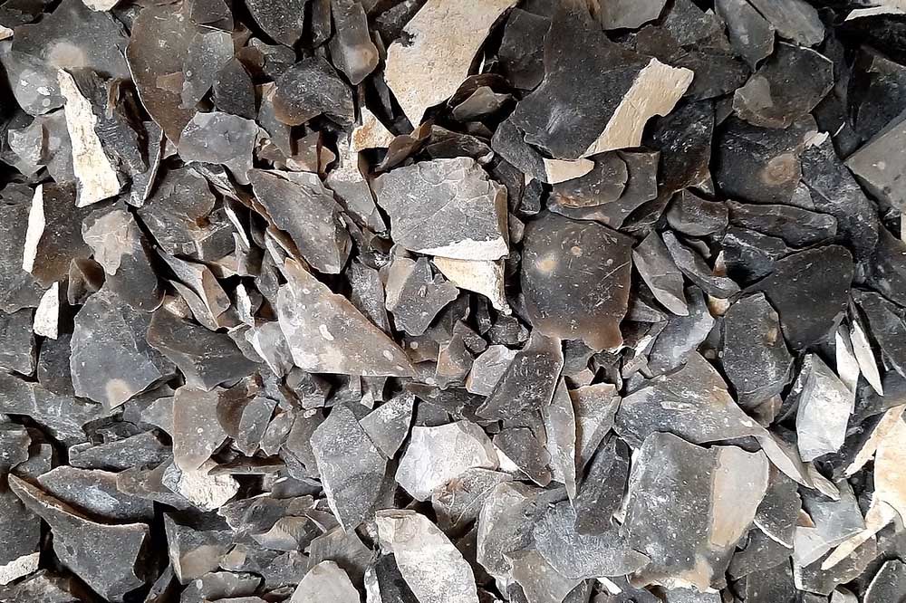 close up of grey flint gallets