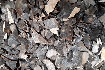 close up of grey flint gallets