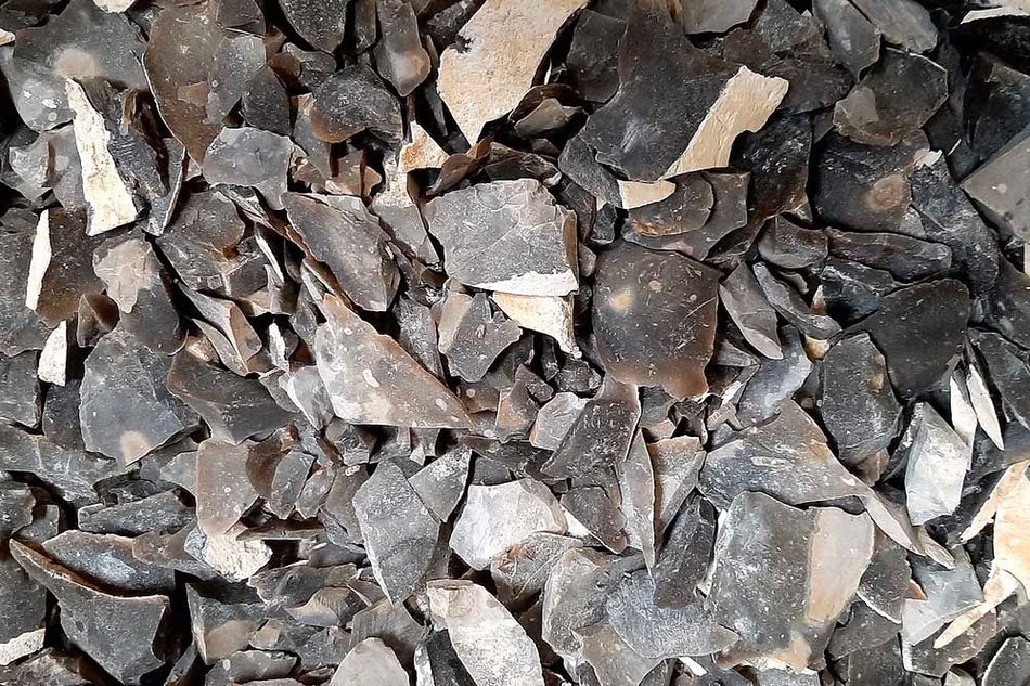 close up of grey flint gallets