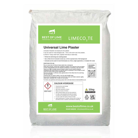 Bag of Best of Lime Limeco2te Universal Lime Plaster on a white background