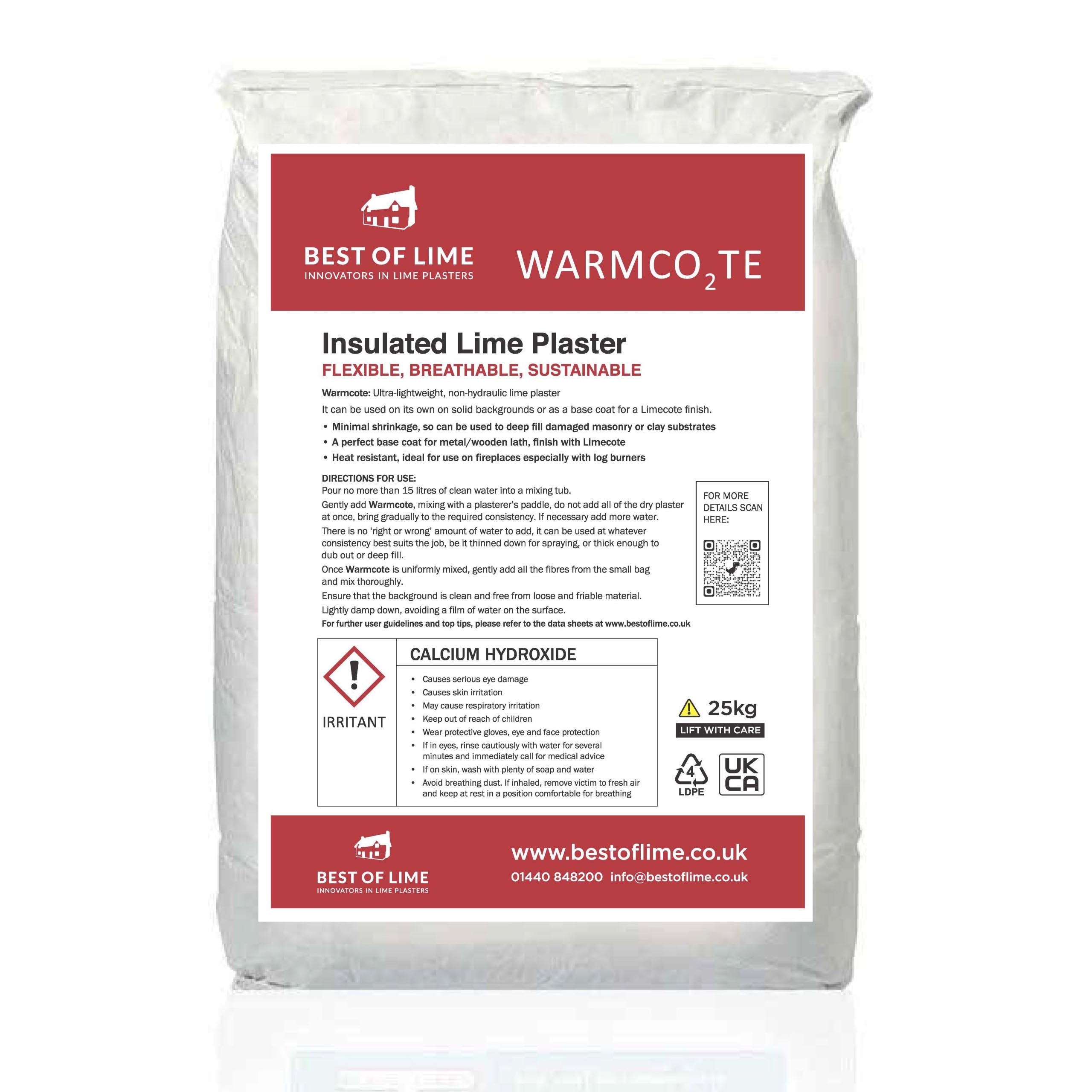 Bag of Best of Lime WarmCo2 TE insulated lime plaster with label on a white background