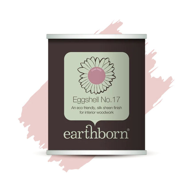 single can of earthborn eggshell no 17 on a white background with a paint swish