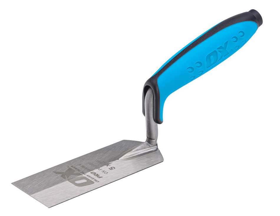 silver and blue ox branded margin trowel on a white background