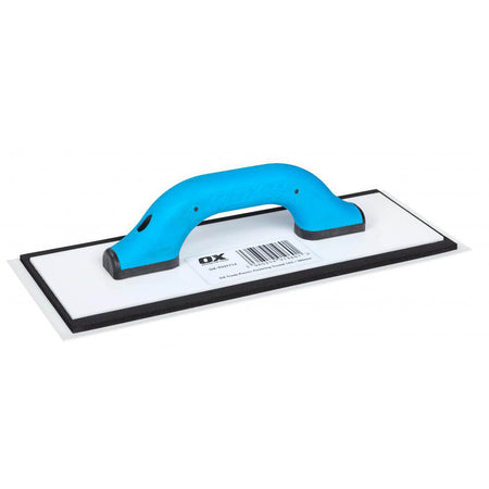 Plastering tool with blue handle on a white background