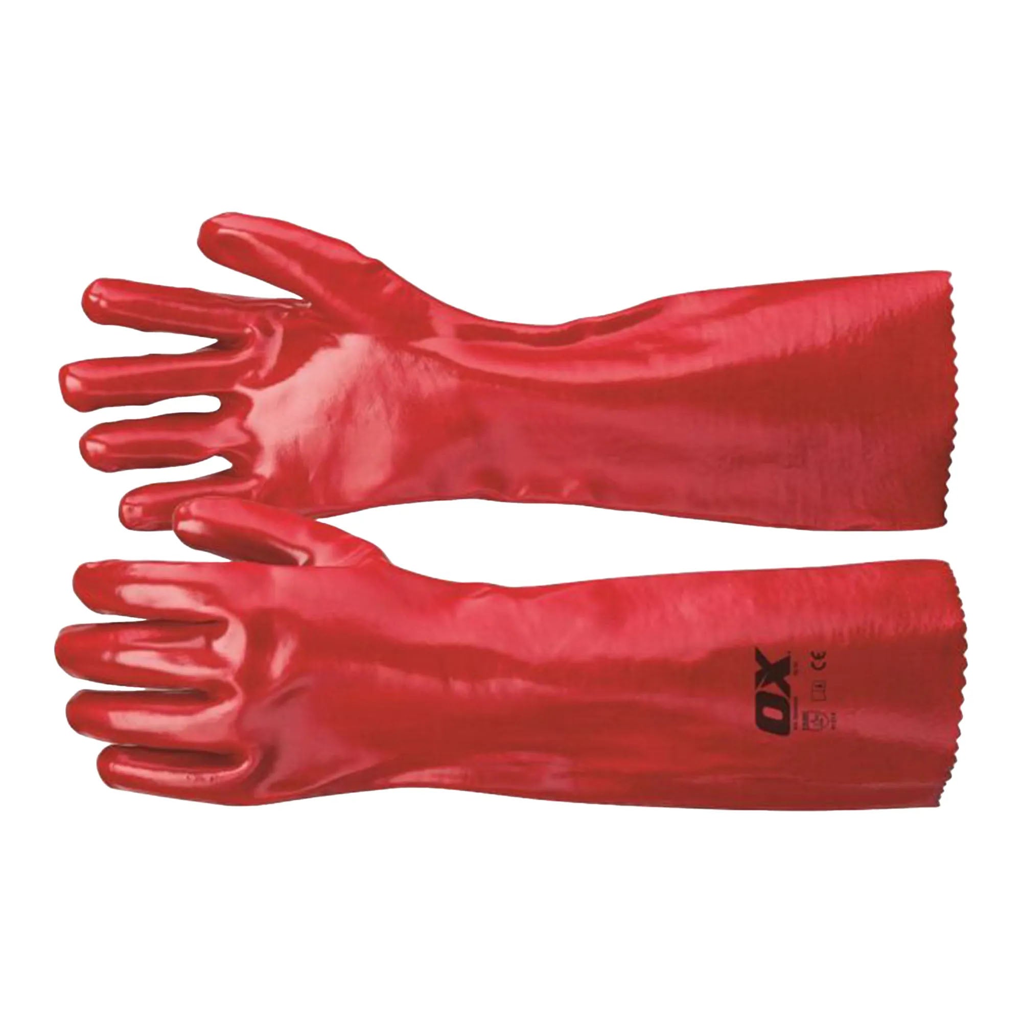 Pair of red gloves on a white background