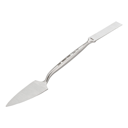 Metal spatula on a white background