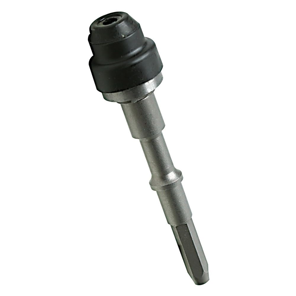 Metal drill bit with black top on a white background