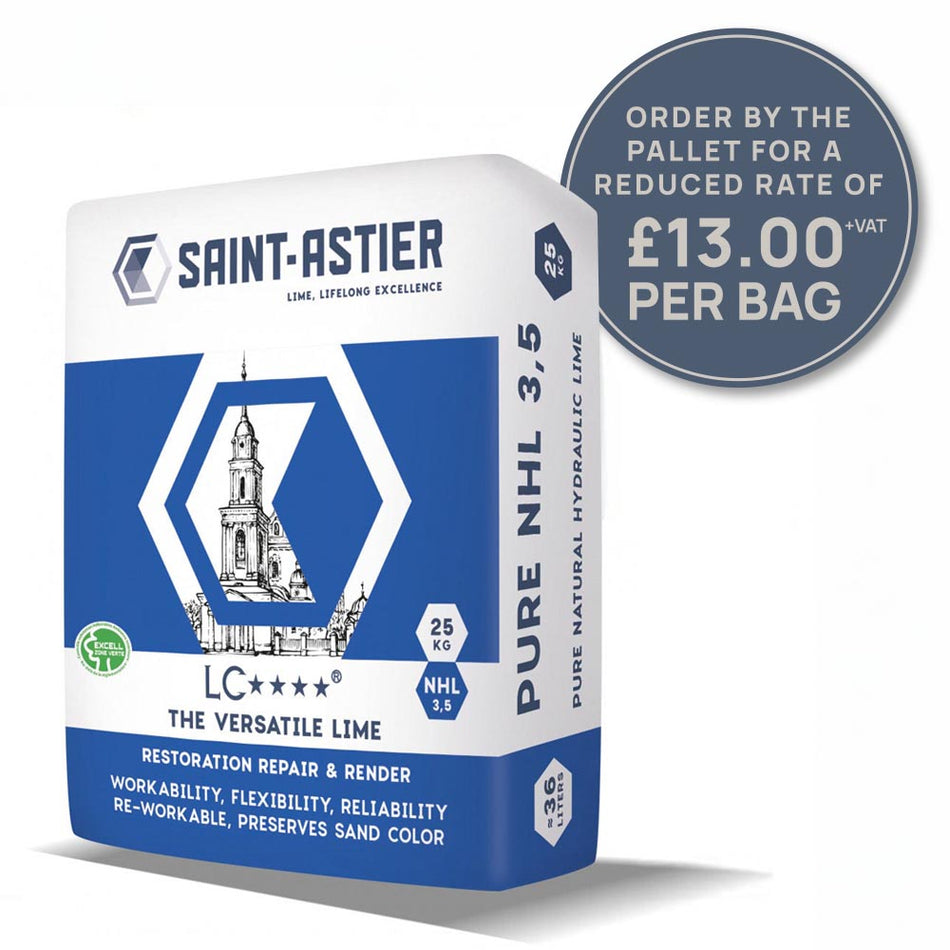 Saint-Astier lime packaging with promotional text on a white background