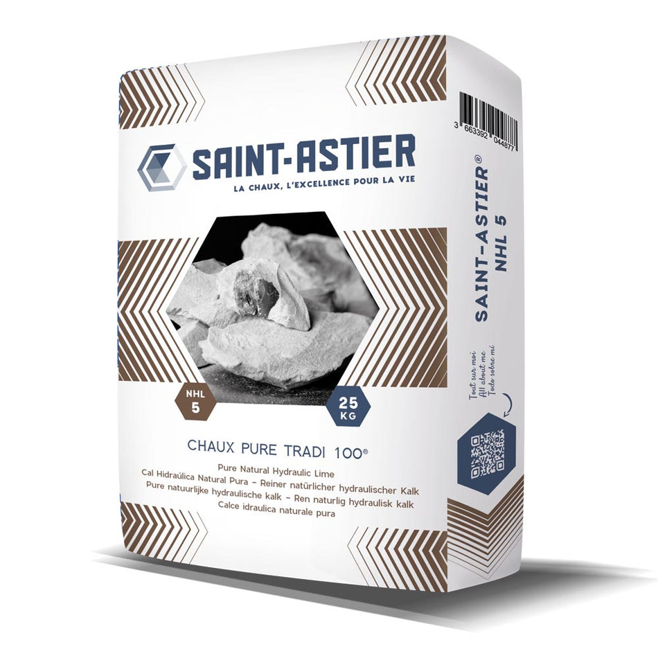 Saint-Astier lime NHL 5 packaging with product image and branding on a white background