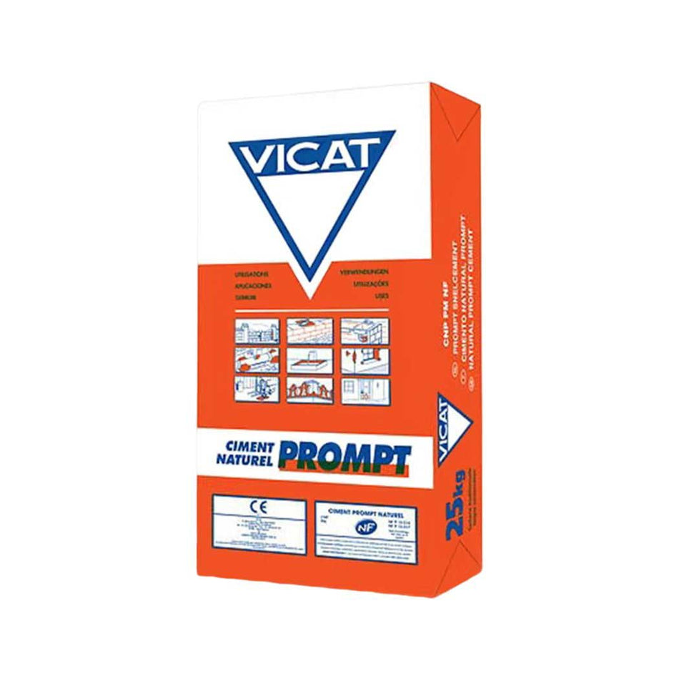 red and white bag of Vicat prompt on a white background